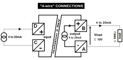 4-wire connection - self powered current/current signal converter - 4-20mA into 4-20mA